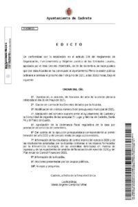 Ayuntamiento de Cadrete Edicto-Pleno-7-junio-2021