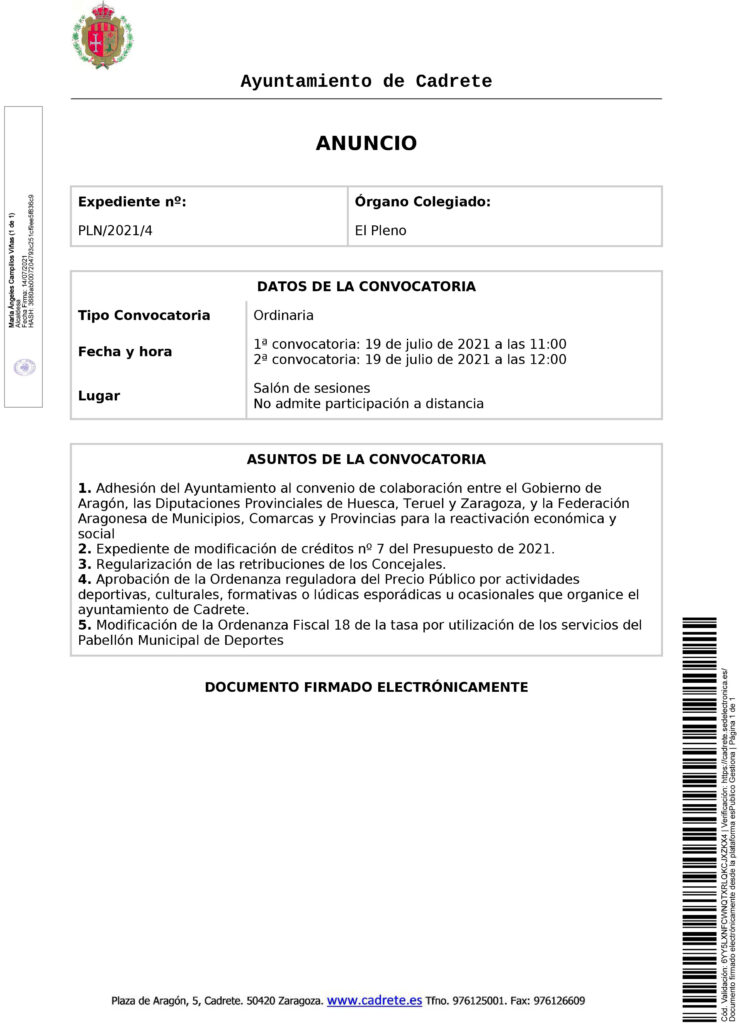 convocatoria pleno del ayuntamiento
