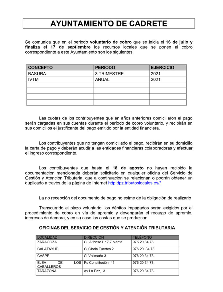 Documento del periodo voluntario de cobro