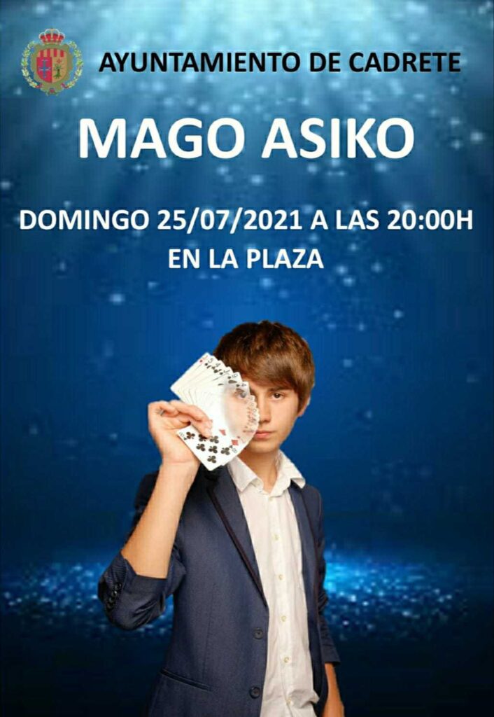 Cartel de la actuación del mago Asiko
