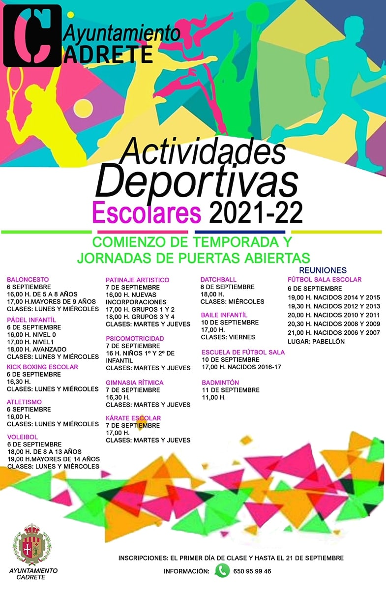 Actividades escolares cadrete 2021 2022