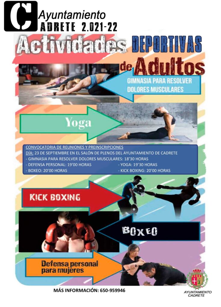 Actividades deportivas adultos Ayto. Cadrete 2021-2022