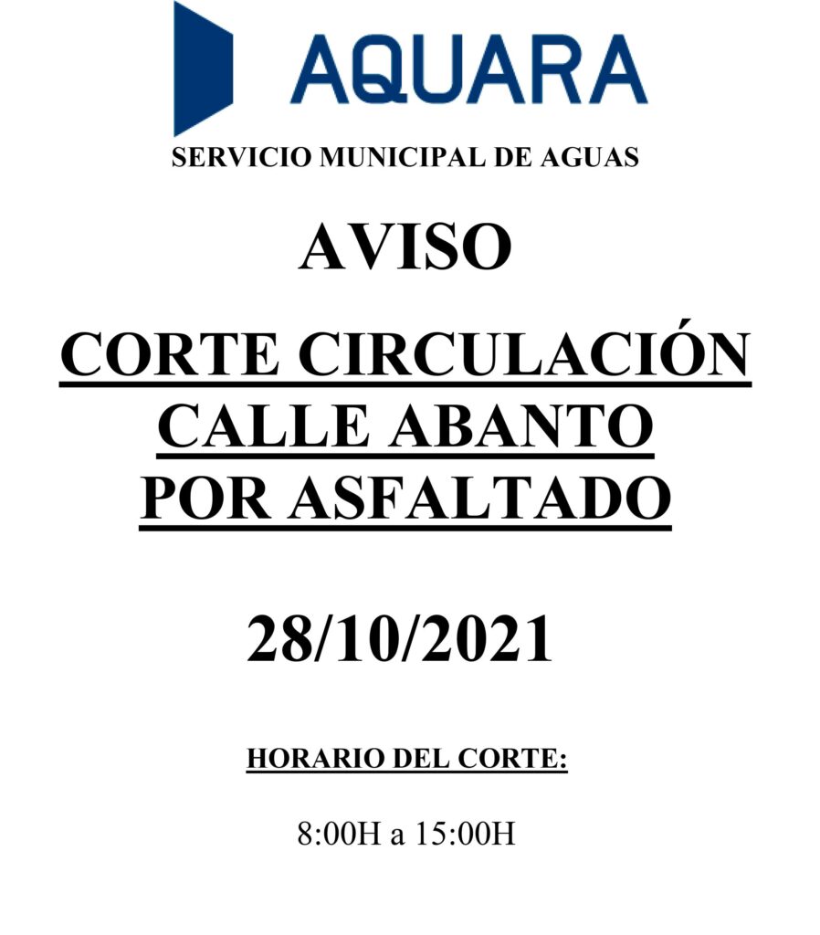 Cartel informativo de corte de circulación