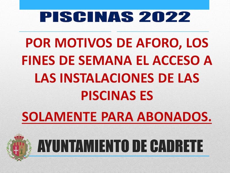 Aforo piscinas