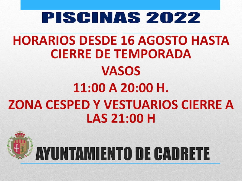 Horarios agosto piscinas